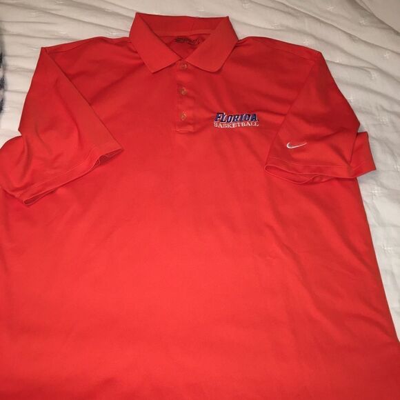 Nike Florida Gators NCAA Team issue Orange basketball poly Golf Polo Shirt XL - Picture 3 of 4